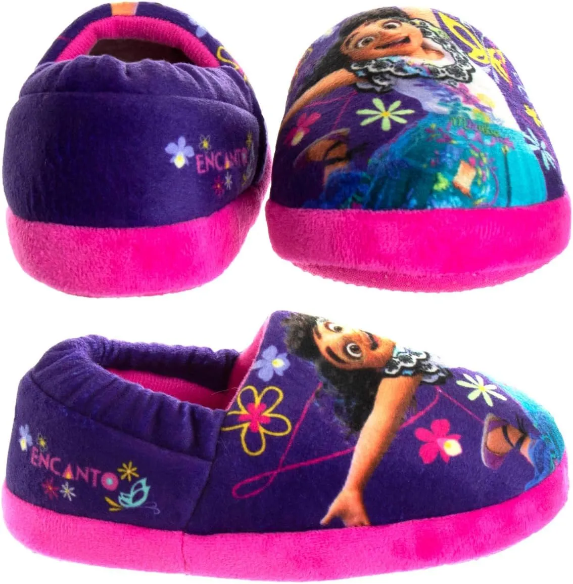 Disney Princesses Encanto Little Mermaid Slippers for Girls - Kids House Shoes Soft Plush Warm Comfy Sandals (Toddler sizes 5-10 / Little Kid sizes 11-12)
