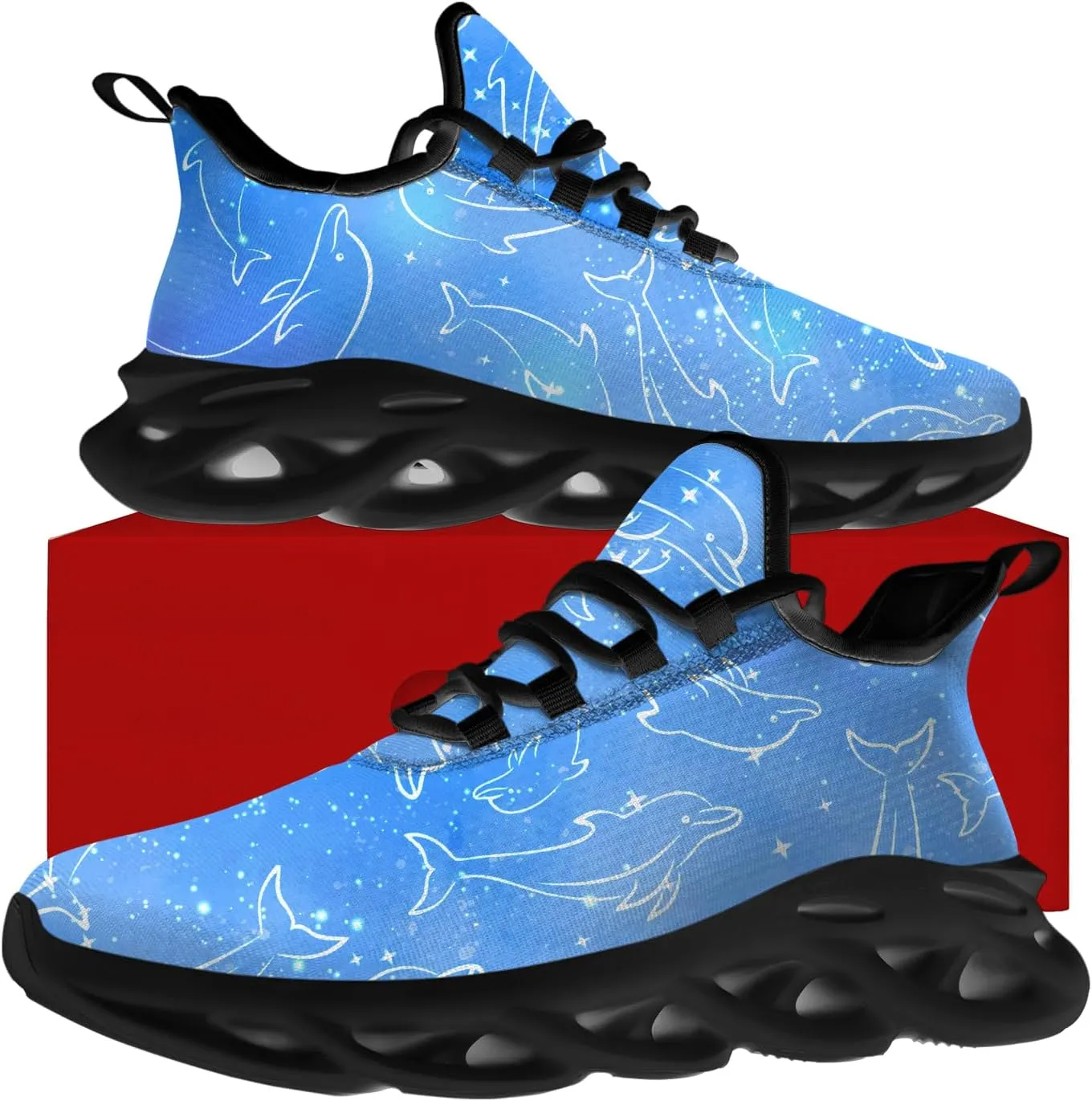 Dolphin Shoes for Women Men Road Running Walking Tennis Breathable Lightweight Sneakers Animal Shoes Gifts for Men Women