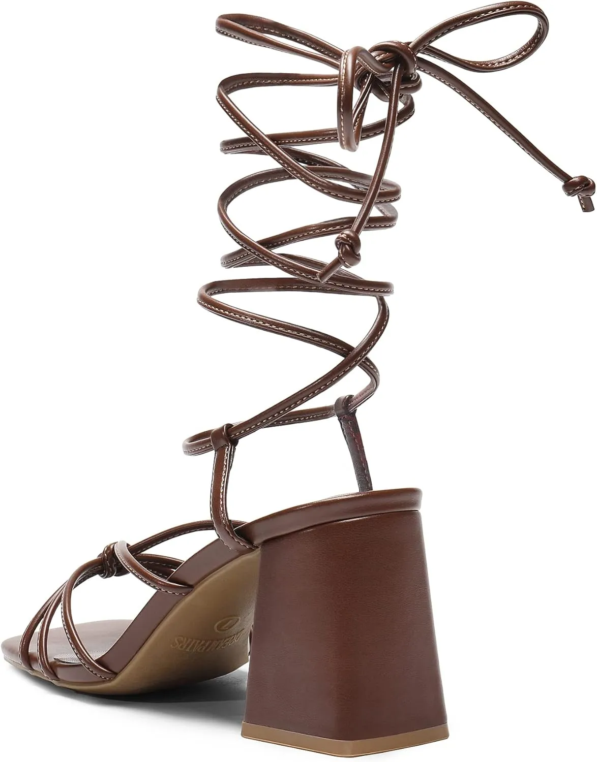 DREAM PAIRS Women's Lace Up Heels Strappy Block High Heel Square Open Toe Chunky Sandals for Party Travel Date