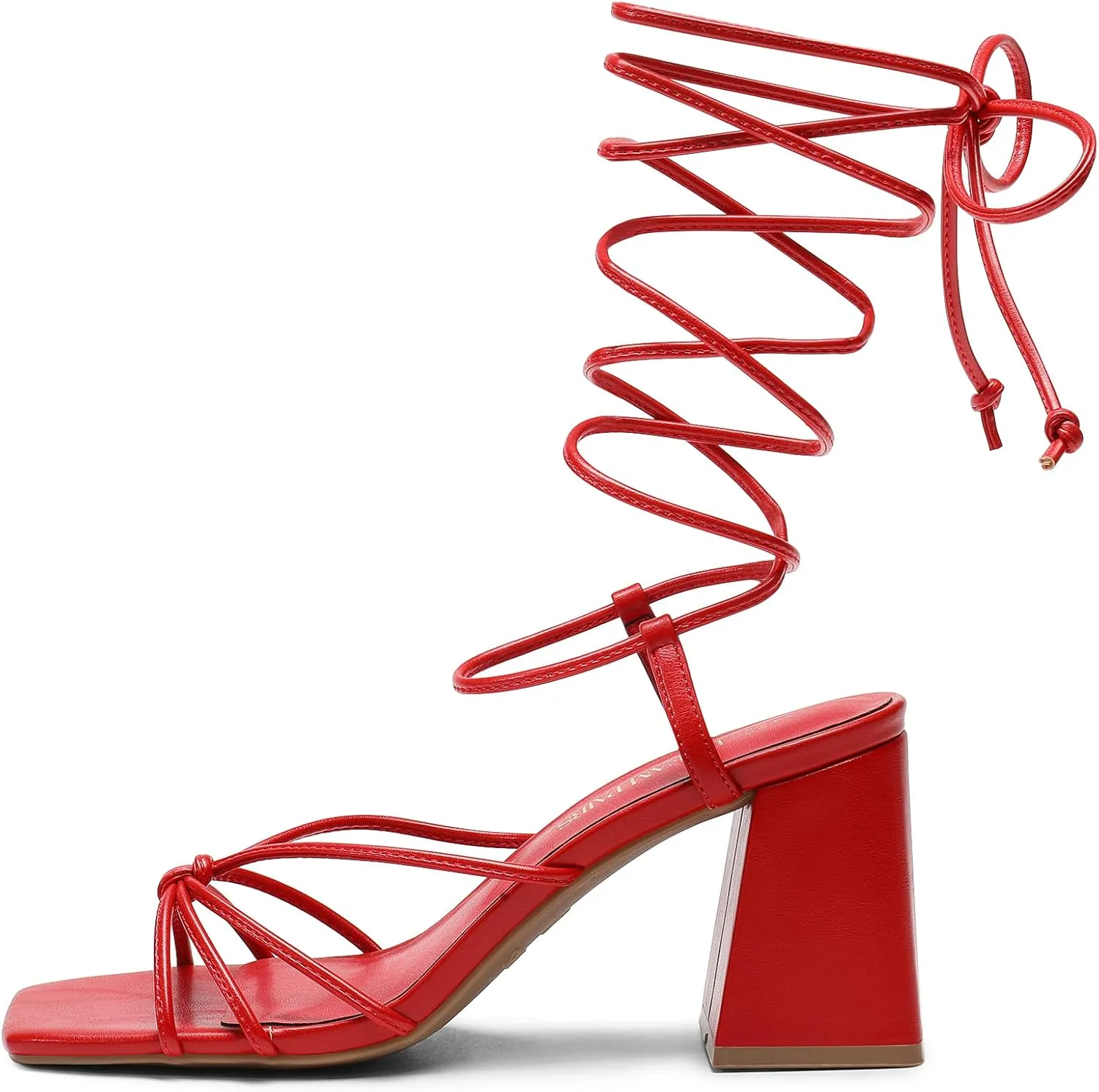 DREAM PAIRS Women's Lace Up Heels Strappy Block High Heel Square Open Toe Chunky Sandals for Party Travel Date