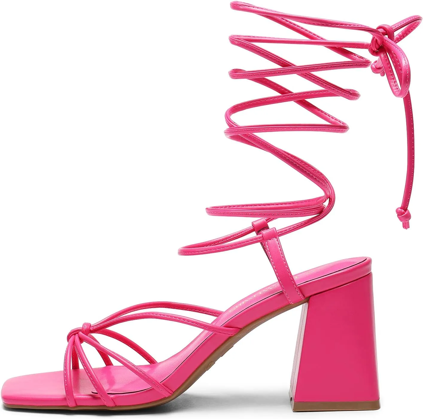 DREAM PAIRS Women's Lace Up Heels Strappy Block High Heel Square Open Toe Chunky Sandals for Party Travel Date