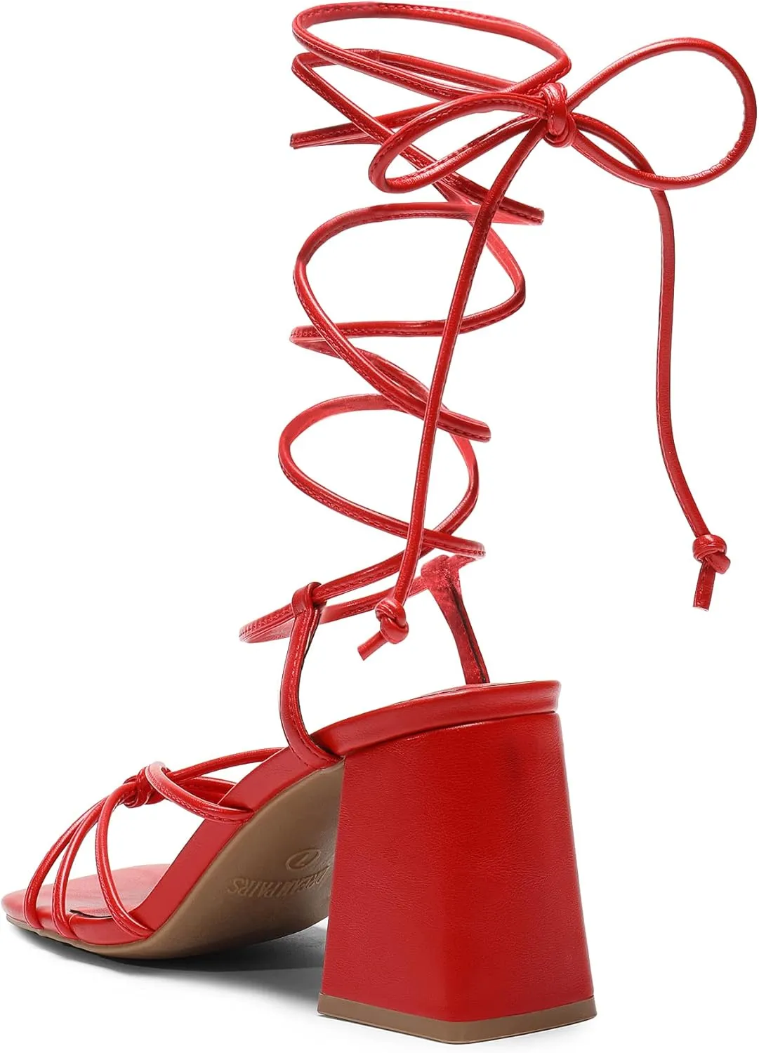 DREAM PAIRS Women's Lace Up Heels Strappy Block High Heel Square Open Toe Chunky Sandals for Party Travel Date