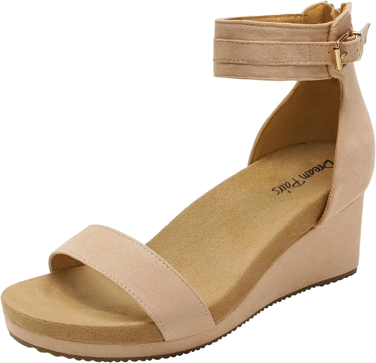 DREAM PAIRS Women's Open Toe Buckle Ankle Strap Platform Wedge Sandals Summer Shoes.