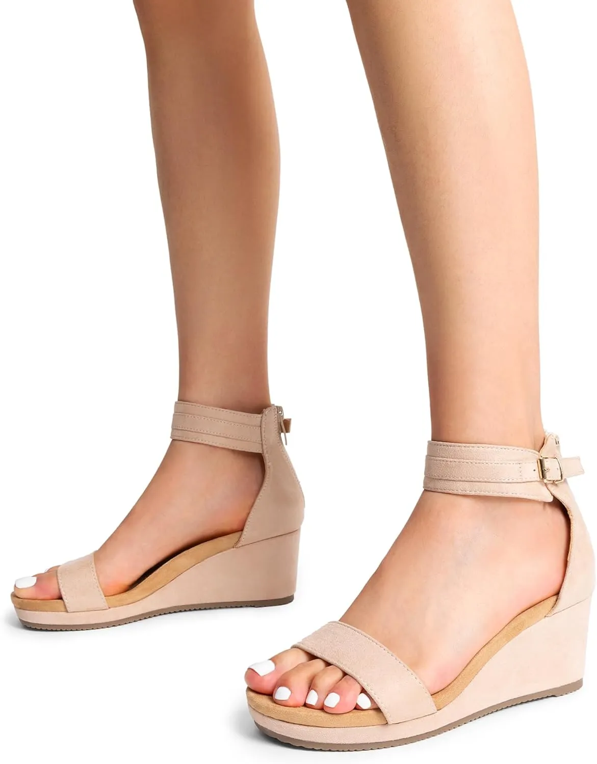 DREAM PAIRS Women's Open Toe Buckle Ankle Strap Platform Wedge Sandals Summer Shoes.