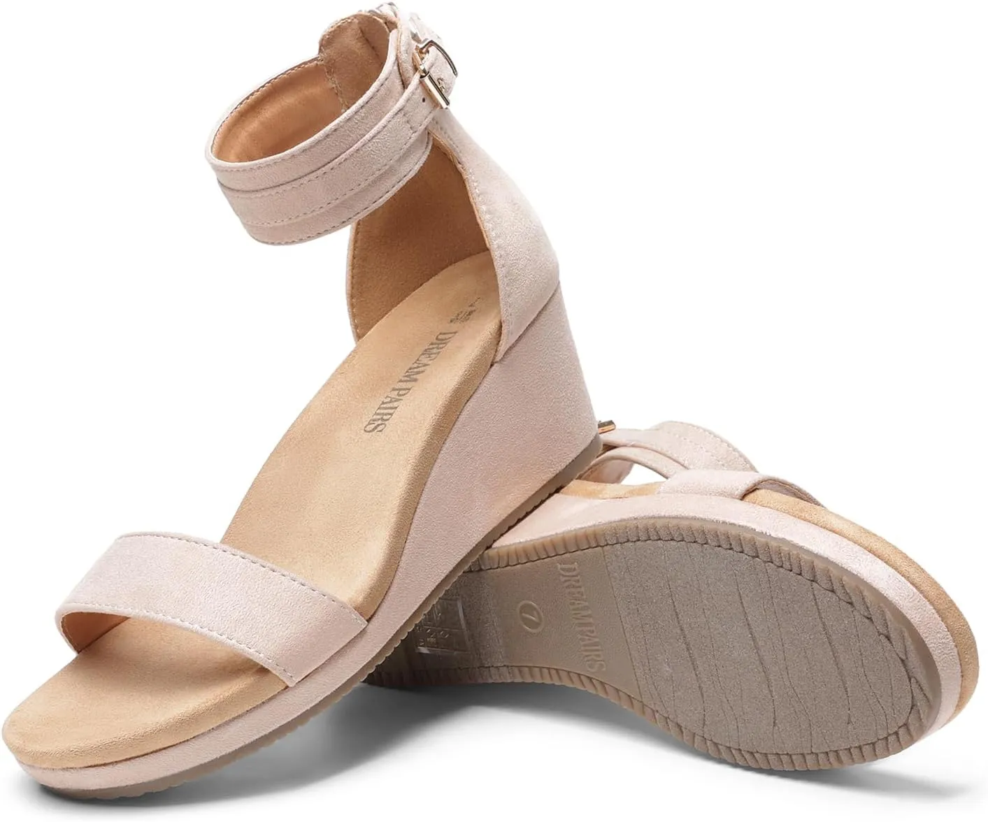 DREAM PAIRS Women's Open Toe Buckle Ankle Strap Platform Wedge Sandals Summer Shoes.