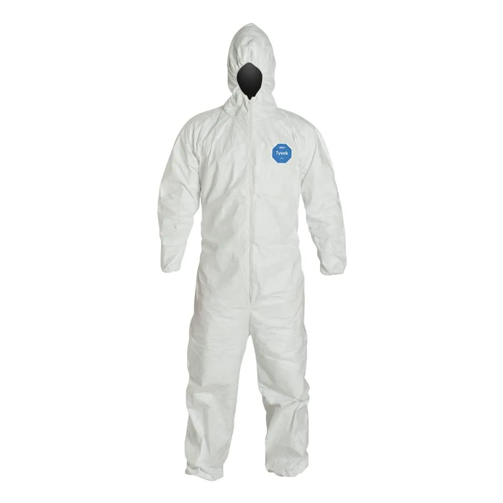 DuPont Tyvek TY127S Disposable Coverall with Respirator-Fit Hood and Elastic Cuff, White, X-Large, 1-Pack