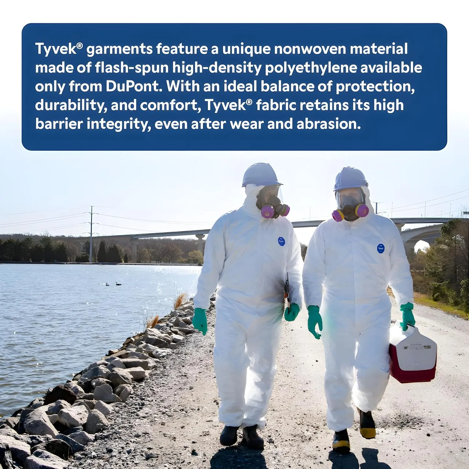 DuPont Tyvek TY127S Disposable Coverall with Respirator-Fit Hood and Elastic Cuff, White, X-Large, 1-Pack