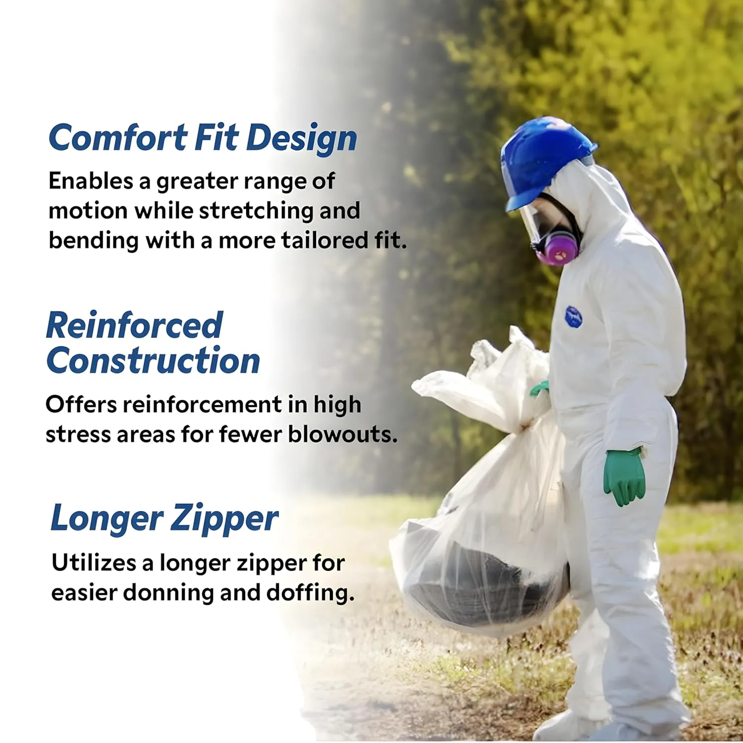 DuPont Tyvek TY127S Disposable Coverall with Respirator-Fit Hood and Elastic Cuff, White, X-Large, 1-Pack
