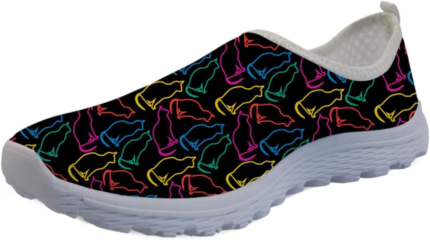 Forchrinse Floral Corgi Print Women’s Men’s Slip on Shoes Soft Mesh Walking Sneakers Sport Causal Travel Shoes Breathable
