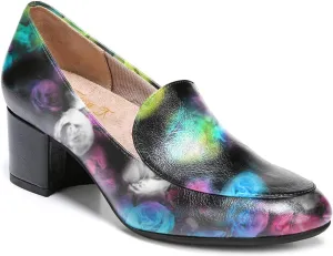 FOWT Women's Classic Black or Two Toned Side V Cut Loafers Ladies Round Toe Mid Chunky Heel Pumps Simple Style Slip On Unisex Shoes for Work Office School 4-16 US Size