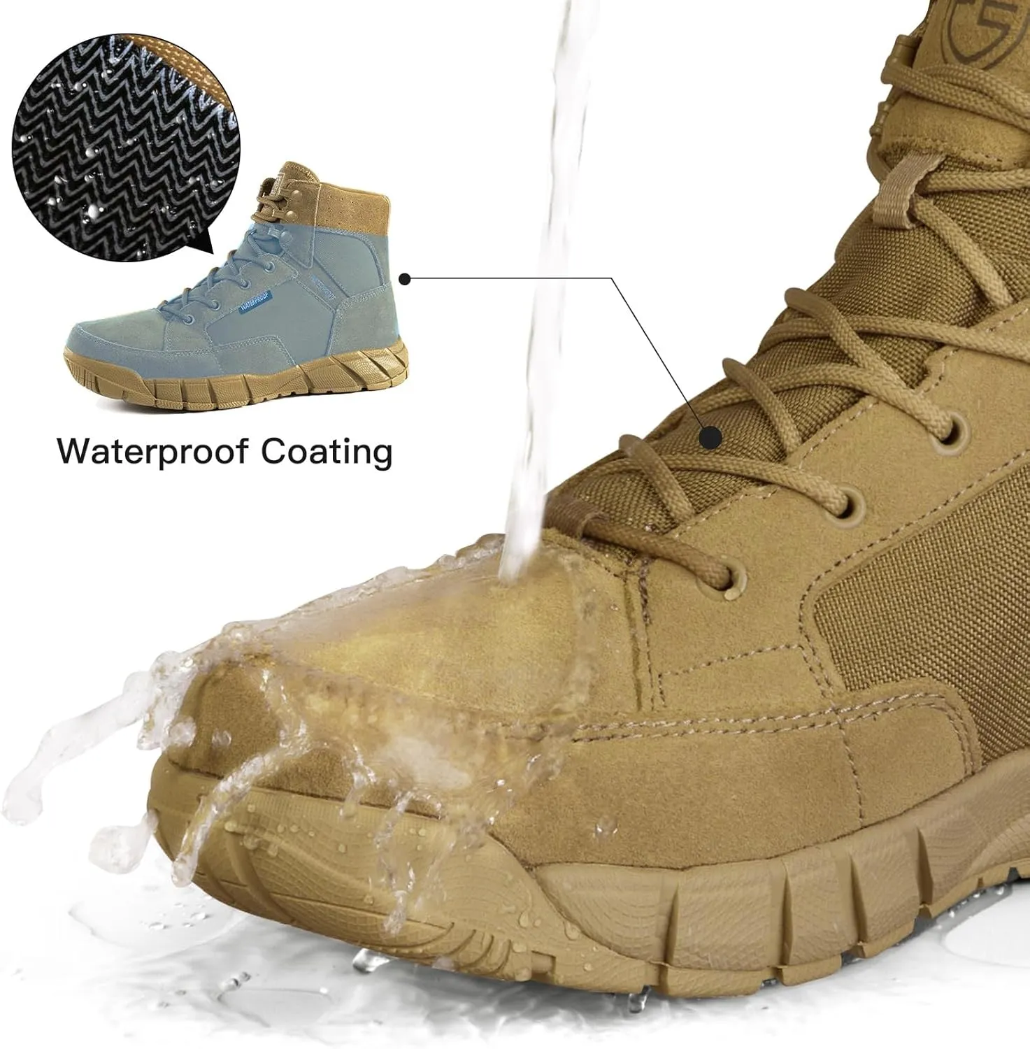 FREE SOLDIER Hiking Work Boots Men's Tactical Boots 6 Inches Waterproof Military Boots Outdoors Desert Boots