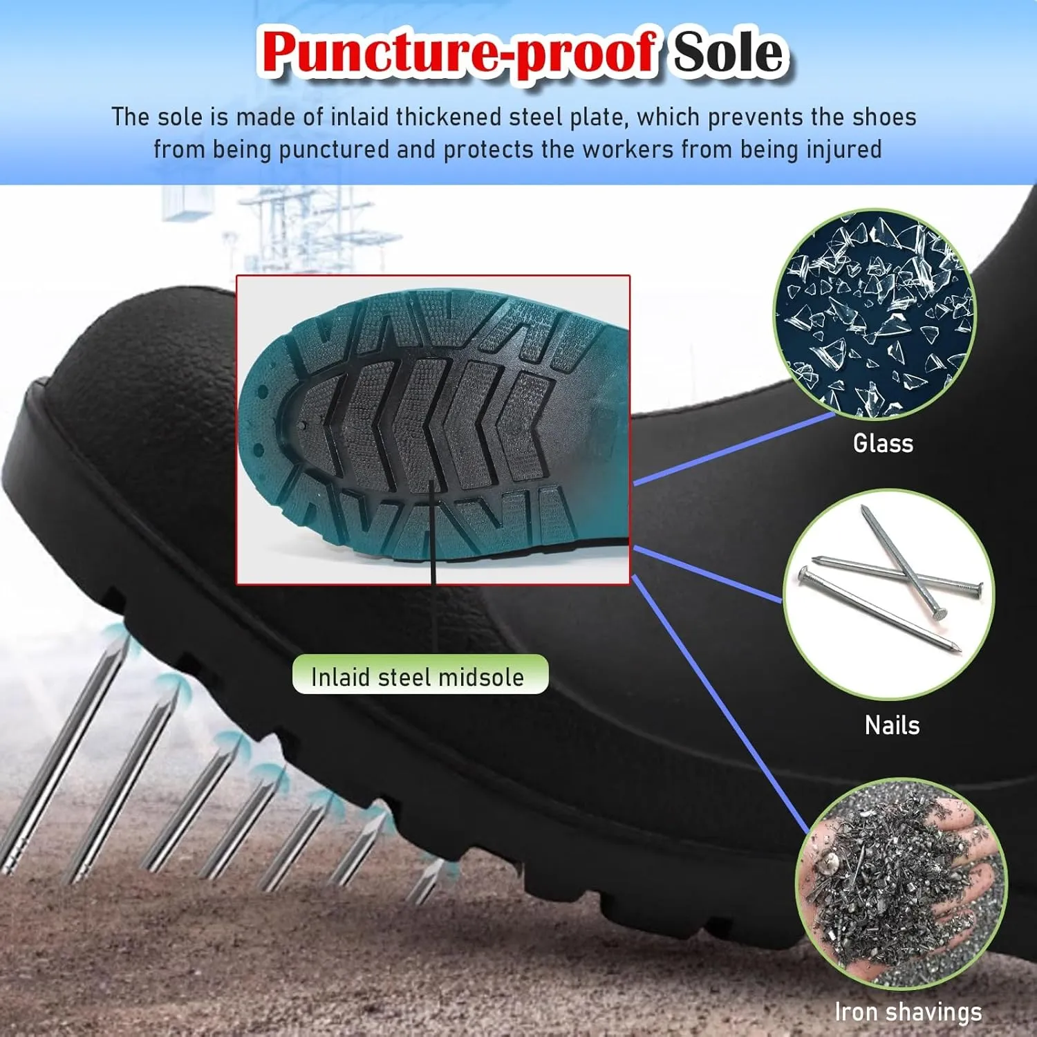 HAIXHX Puncture-Proof Tall Dielectric Boots, 20 KV Safety Aid Insulated Shoes for Electrical Work, Protective Safety Footwear for Worker Industrial Rescue(42)