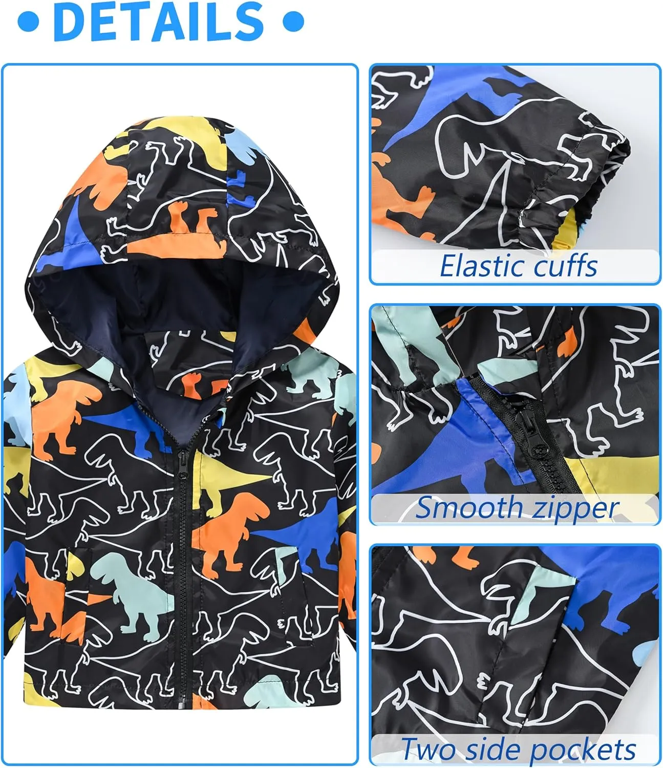 Happy Cherry Toddler Baby Casual Cartoon Prints Windbreaker Hoodie Coat Lightweight Casual Jacket 1-5T
