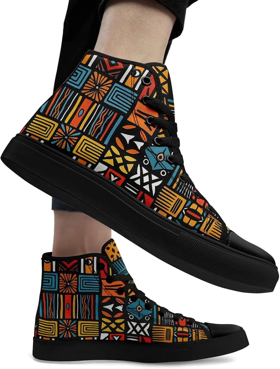 High Top Sneakers for Women Men Canvas Shoes Lightweight Printed Lace Up Fashion Casual Walking Shoes Street Footwear