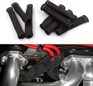 HiSport Spark Plug Wire Heat Shield Sleeve 1200° Spark Plug Wire Boots Protector Compatible with LS1 / LS2 SBC BBC 350 454 Car Truck 8PCS Protection Black