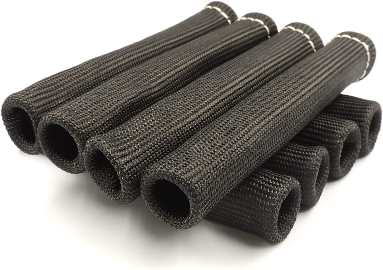 HiSport Spark Plug Wire Heat Shield Sleeve 1200° Spark Plug Wire Boots Protector Compatible with LS1 / LS2 SBC BBC 350 454 Car Truck 8PCS Protection Black