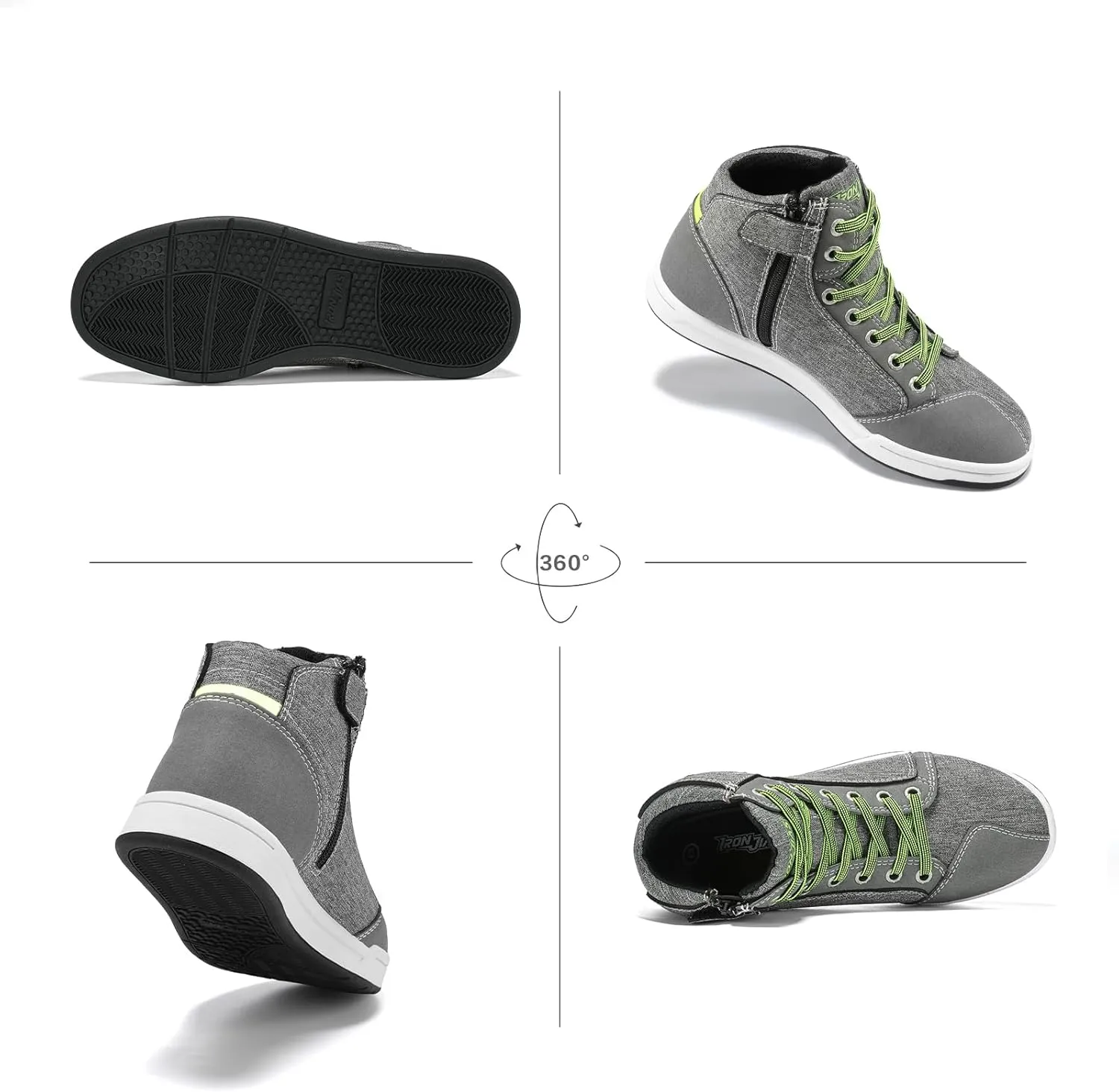 IRON JIA'S Motorcycle Shoes for Men, Breathable Anti-Slip Protective Gear, Powersport Casual Motorcycle Riding Boots (Grey 10)