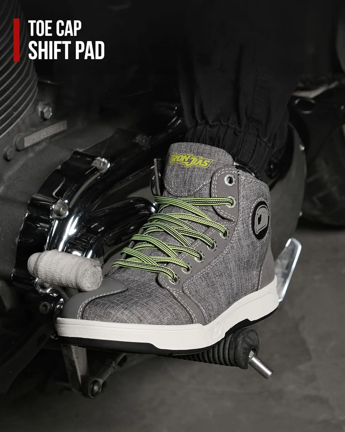 IRON JIA'S Motorcycle Shoes for Men, Breathable Anti-Slip Protective Gear, Powersport Casual Motorcycle Riding Boots (Grey 10)