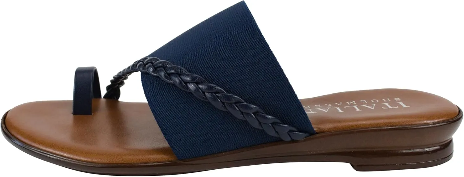 ITALIAN Shoemakers Womens Cari Low Braided Strap Sandal for Women