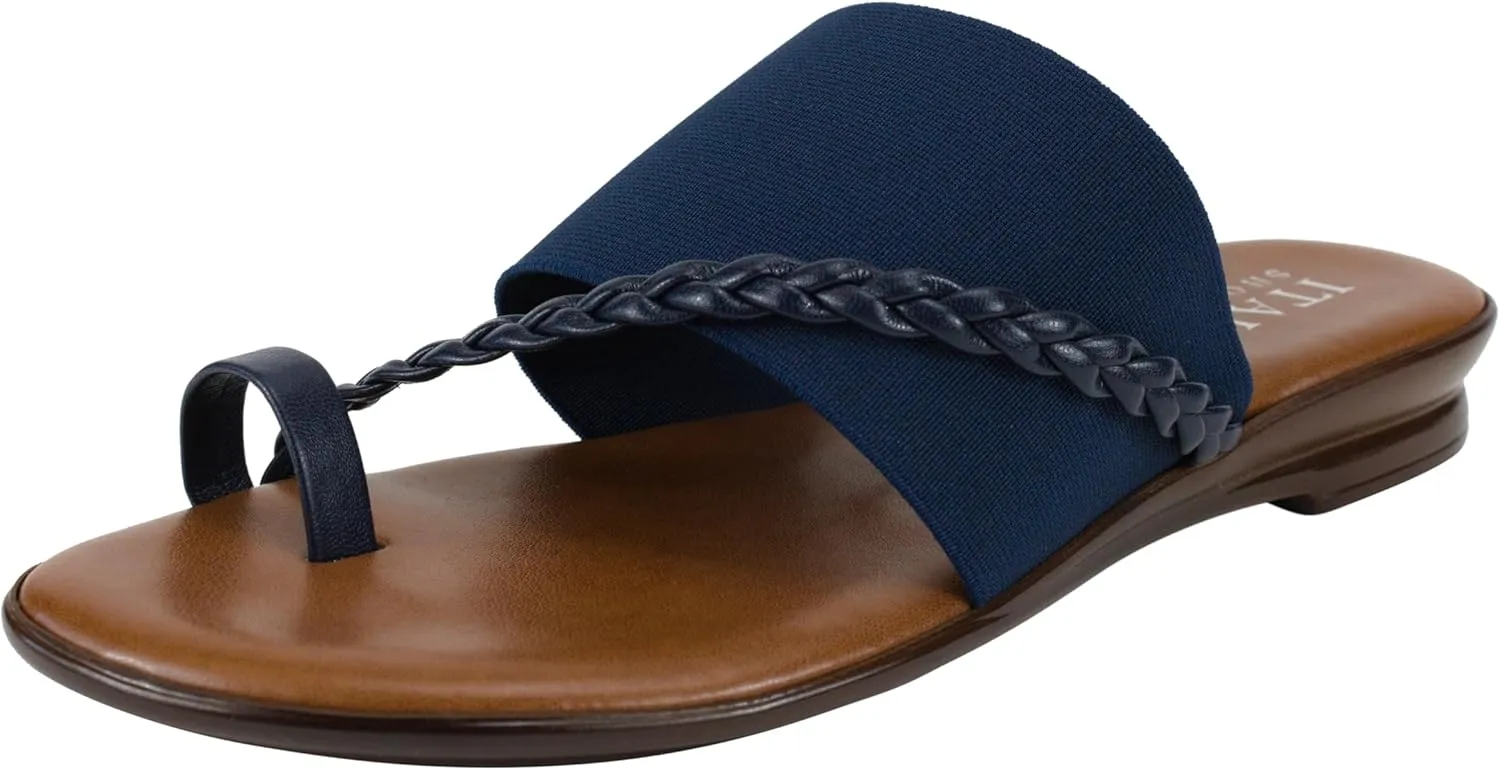 ITALIAN Shoemakers Womens Cari Low Braided Strap Sandal for Women