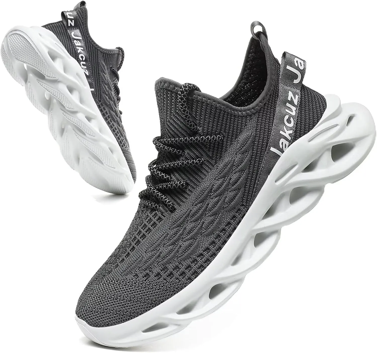 Jakcuz Plus Size Men's Lightweight Walking Shoes Mesh Fish Scale Pattern Fashion Sneakers