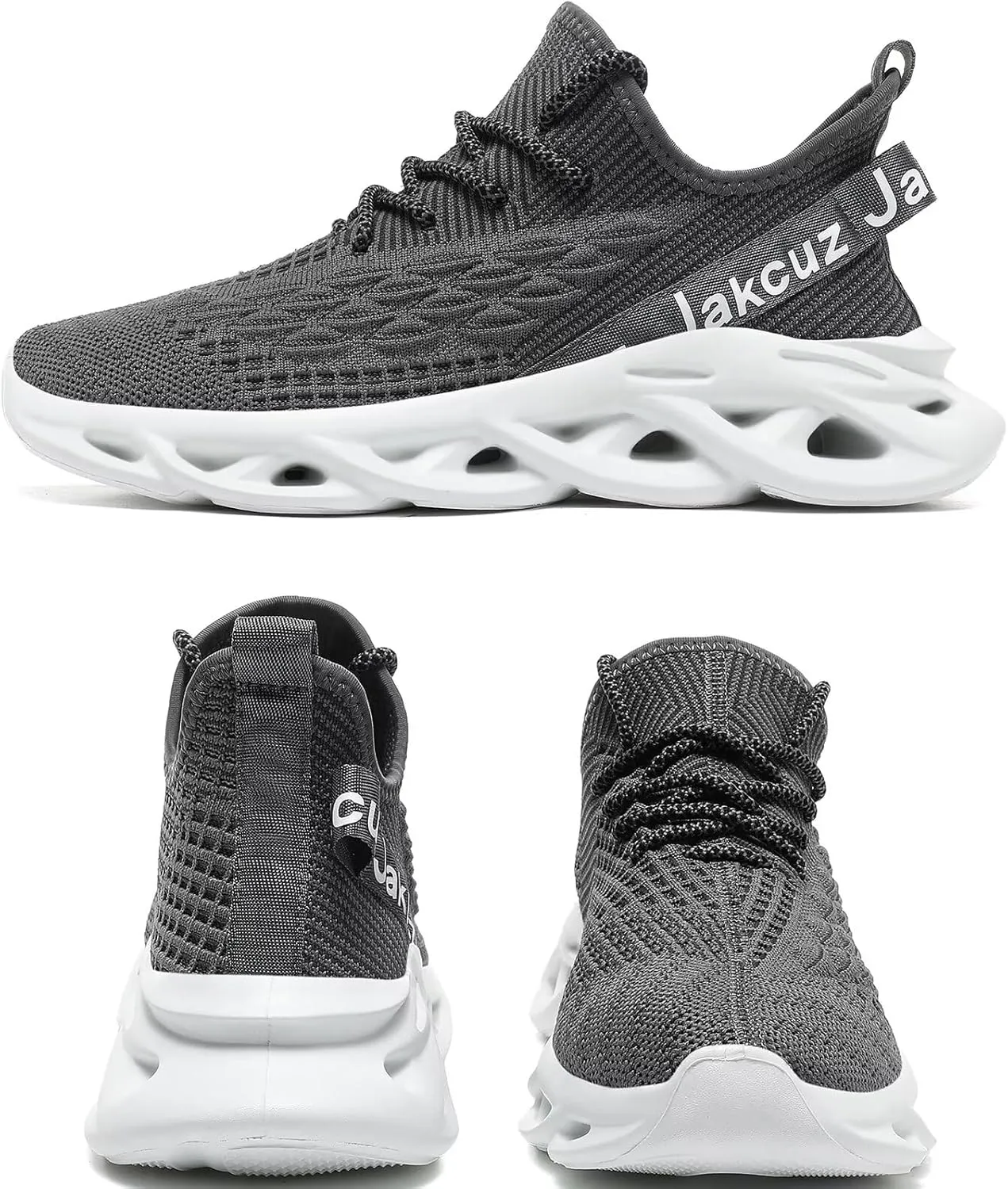Jakcuz Plus Size Men's Lightweight Walking Shoes Mesh Fish Scale Pattern Fashion Sneakers