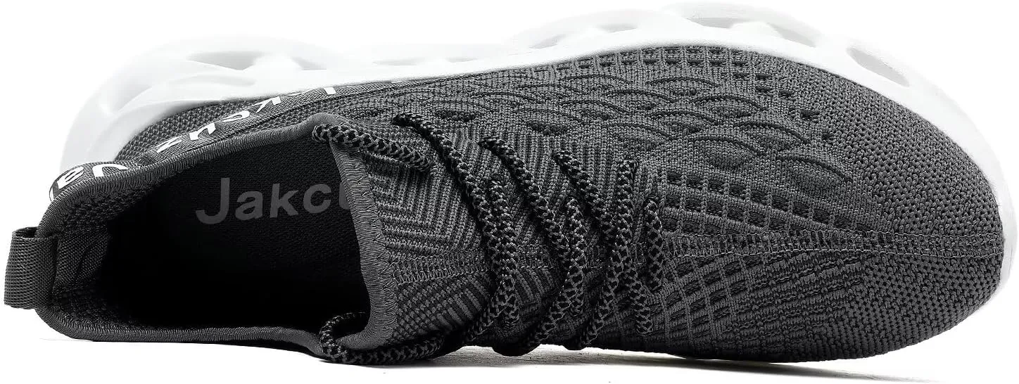Jakcuz Plus Size Men's Lightweight Walking Shoes Mesh Fish Scale Pattern Fashion Sneakers