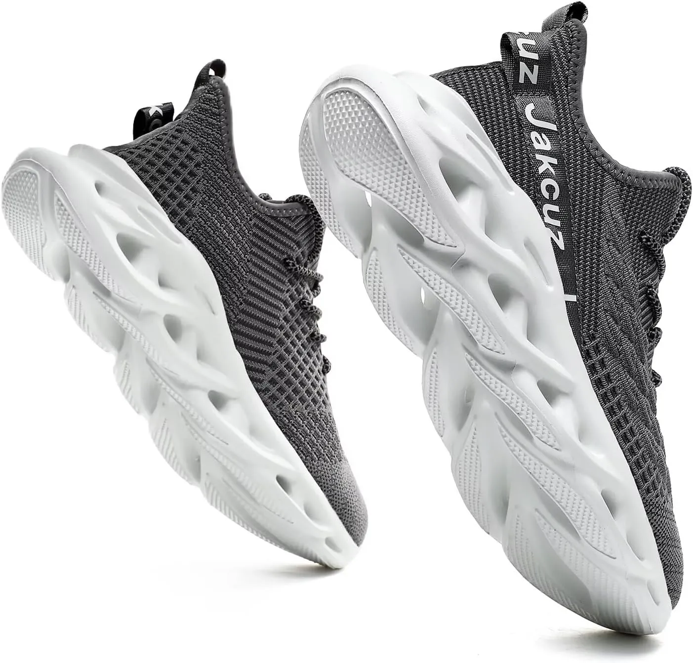 Jakcuz Plus Size Men's Lightweight Walking Shoes Mesh Fish Scale Pattern Fashion Sneakers