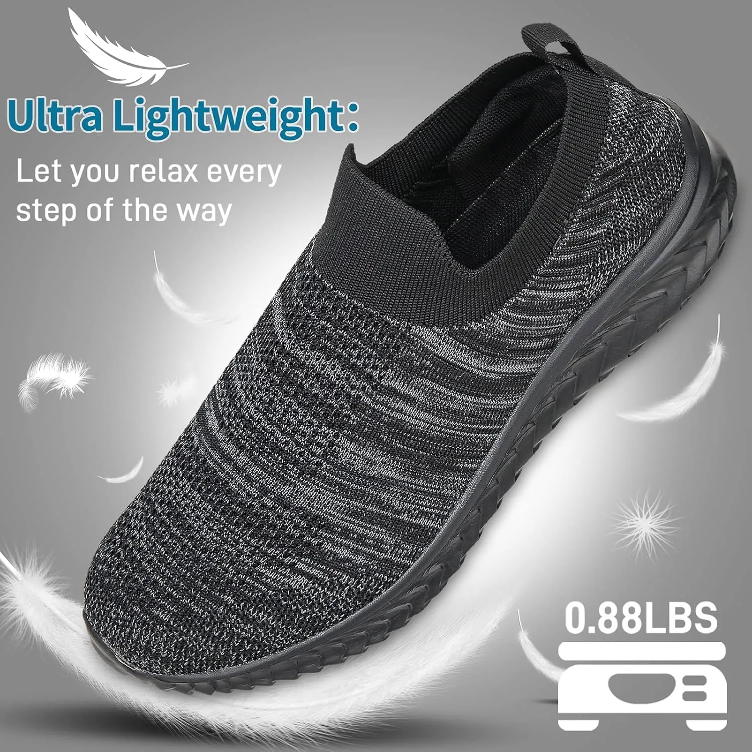 JIAFO Mens Shoes Walking Shoes for Men Mens Slip On Shoes Sneakers for Men, Casual Athletic Running, Lightweight Breathable Mesh Knit