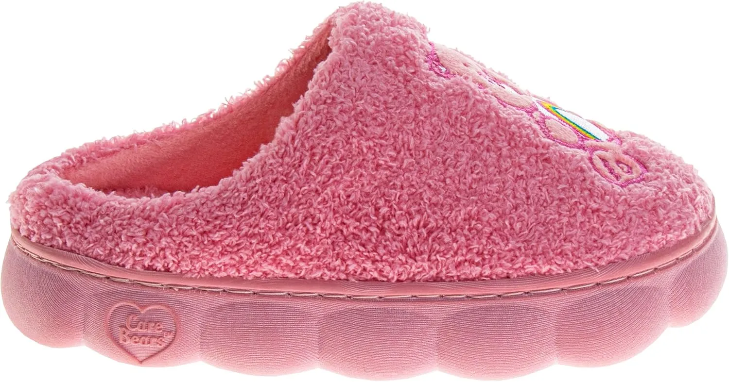 Josmo Care Bear Slippers for Girls - Bear Sandal House Shoes - NonSlip Comfy Plush Soft Fluffy Warm (Sizes 11-13 Little Kid / 1-5 Big Kid)