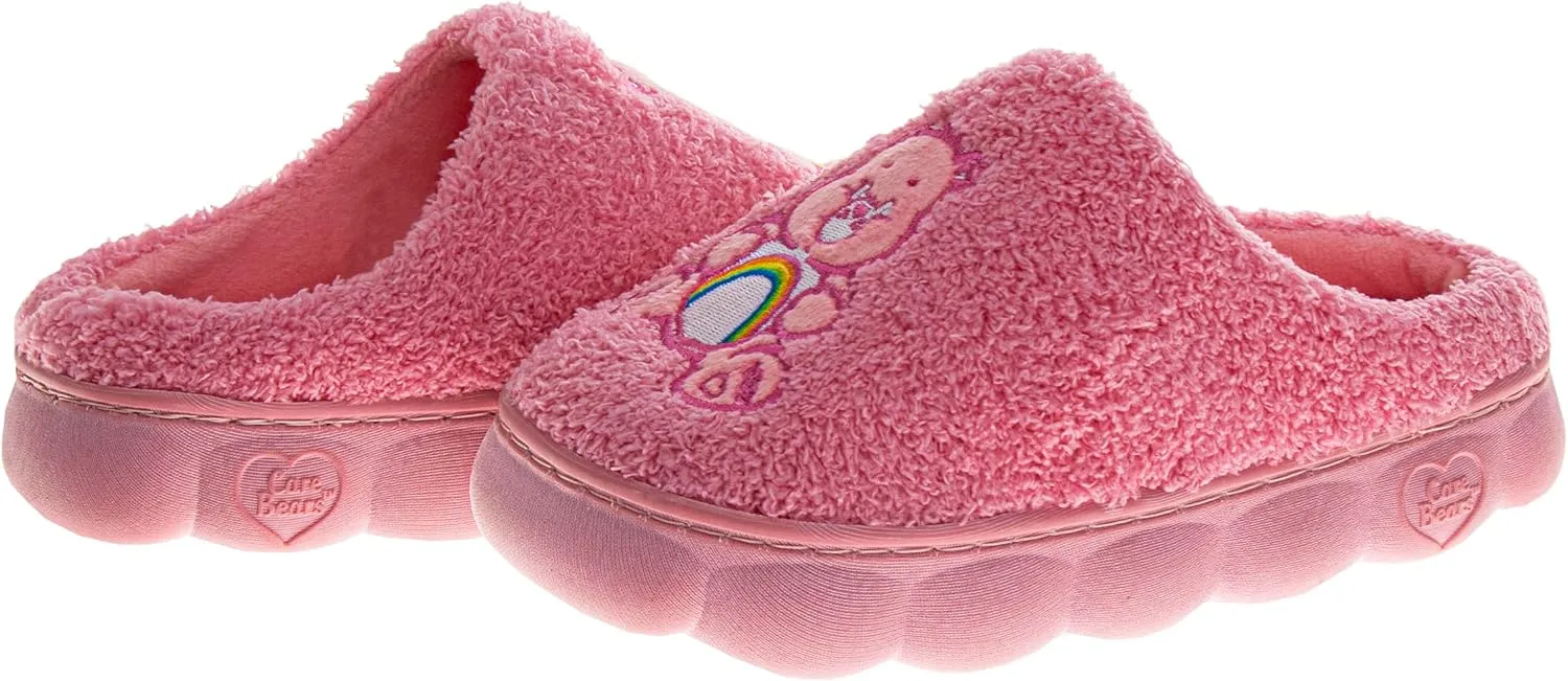 Josmo Care Bear Slippers for Girls - Bear Sandal House Shoes - NonSlip Comfy Plush Soft Fluffy Warm (Sizes 11-13 Little Kid / 1-5 Big Kid)