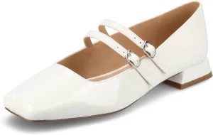 Journee Collection Womens Gredah Mary Jane Dress Flats Strappy Double Buckle Slip On Cushioned Block Heel Square Toe