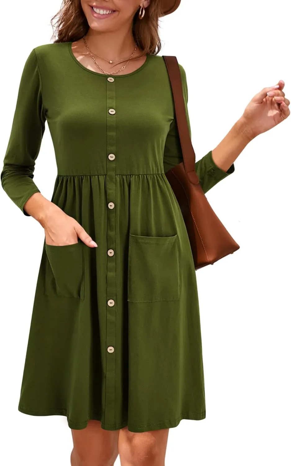 KILIG Women's Summer Casual Sundress Button Sleeveless Spaghetti Strap Dress