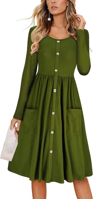 KILIG Women's Summer Casual Sundress Button Sleeveless Spaghetti Strap Dress