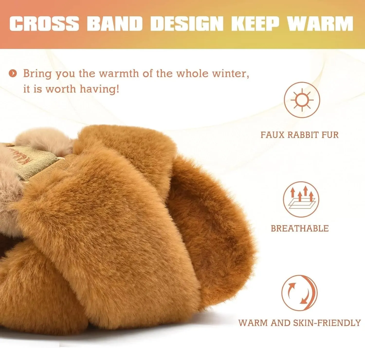KuaiLu Womens Fuzzy Criss Cross Band Platform Slippers Arch Support Furry Faux Fur Ladies Open Toe Cozy Soft Plush Fleece Comfy House Shoes Sandals