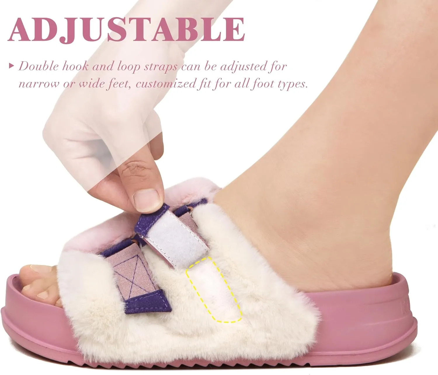 KuaiLu Women's Orthotic Slippers With Arch Support Soft Cushion Sandal Slippers for Woman Ladies Fashion Open Toe Faux Fur Platform Slipper Indoor Outdoor Size 6~12
