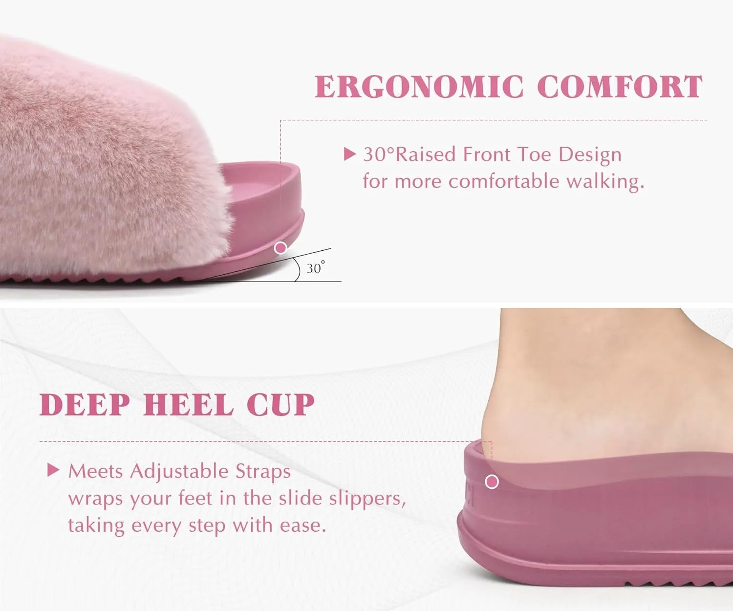 KuaiLu Women's Orthotic Slippers With Arch Support Soft Cushion Sandal Slippers for Woman Ladies Fashion Open Toe Faux Fur Platform Slipper Indoor Outdoor Size 6~12