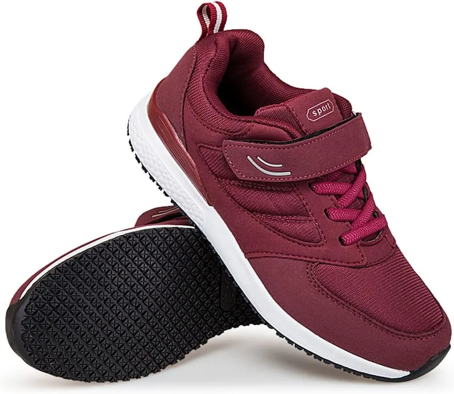 LEADER SHOW Women's Casual Walking Shoes Comfortable Non-Slip Lightweight Hook & Loop Sneakers