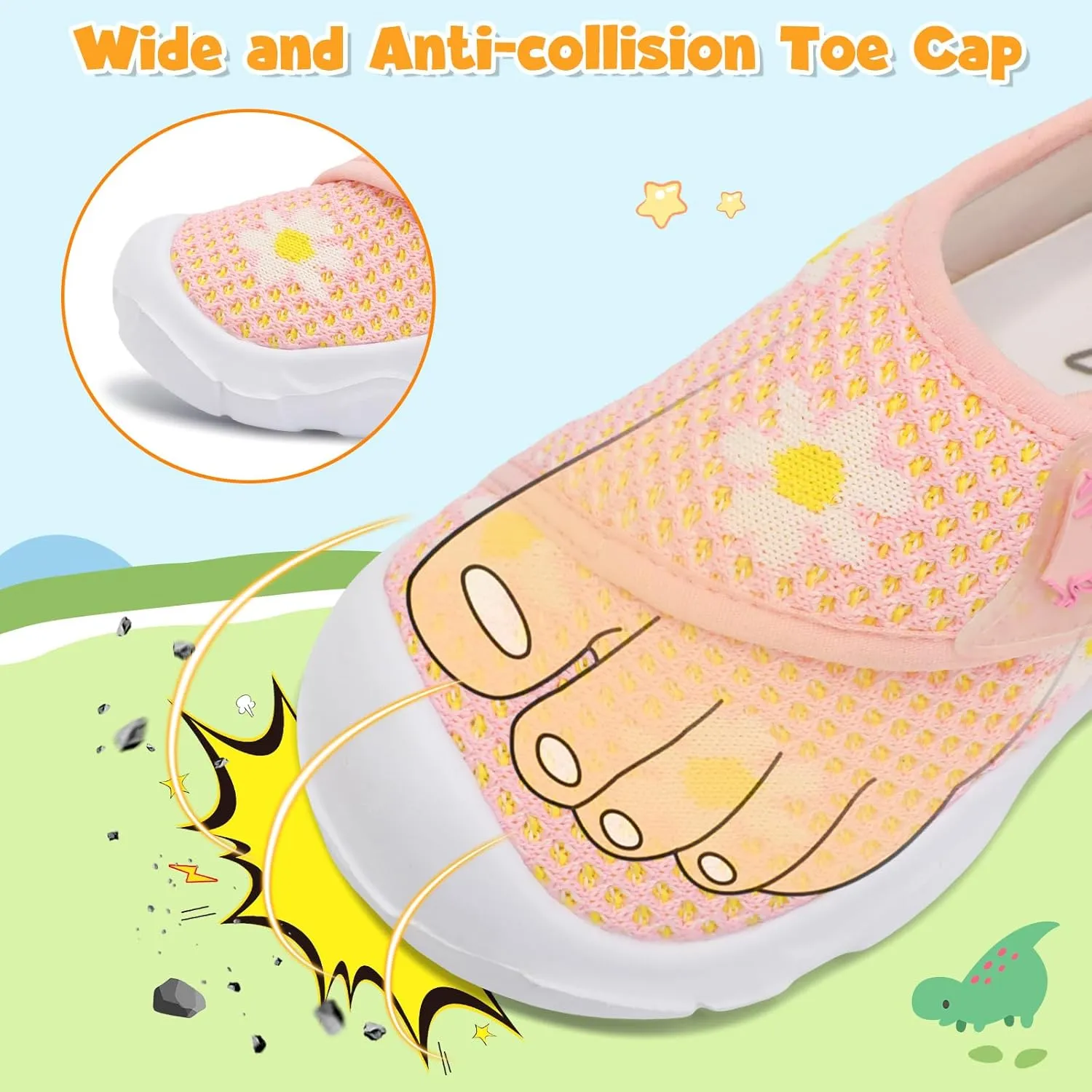 LeIsfIt Toddler Shoes Girls Boys Wide Barefoot Shoes Kids Breathable Sneakers Lightweight Tennis Athletic Walking Sneakers Slip On