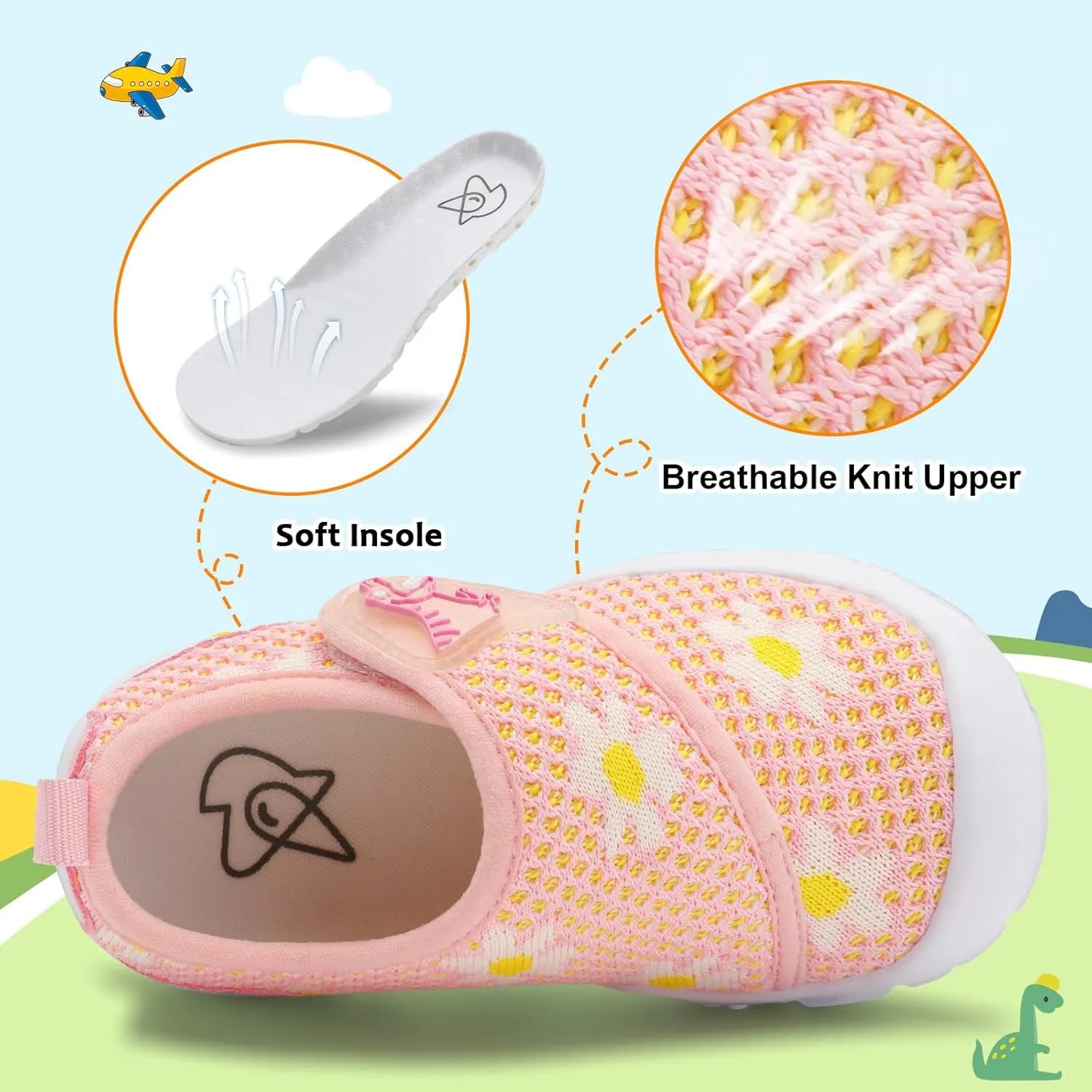 LeIsfIt Toddler Shoes Girls Boys Wide Barefoot Shoes Kids Breathable Sneakers Lightweight Tennis Athletic Walking Sneakers Slip On