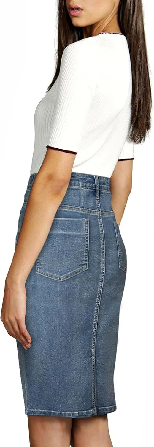 Lexi Womens Super Comfy Stretch Denim Skirt