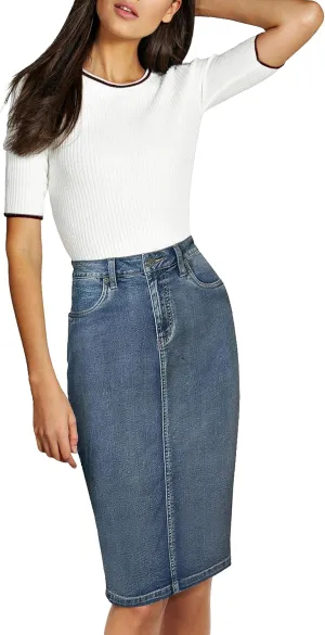 Lexi Womens Super Comfy Stretch Denim Skirt