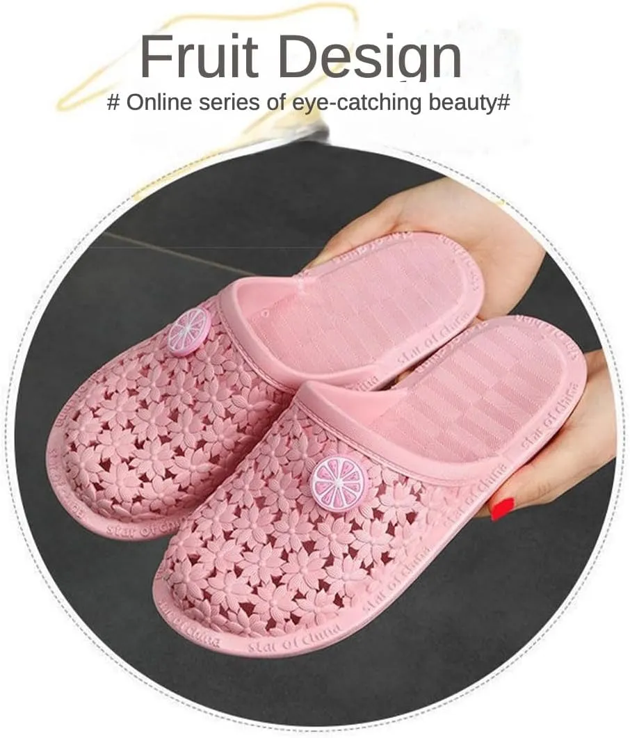 Loizziuy Women's Summer EVA Breathable Slippers with Flower and Fruit Patterns for Home Indoor and Outdoor Use