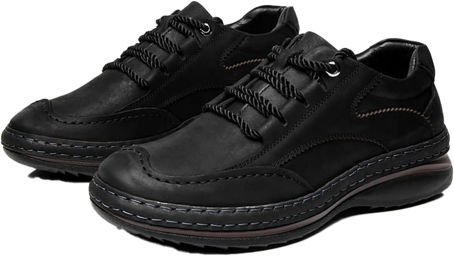Mens Fashion Lightweight Leather Lace-Up Sneakers Low Top Round Toe Non-Slip Casual Shoes for Hiking Driving Walking Mountain Climbing