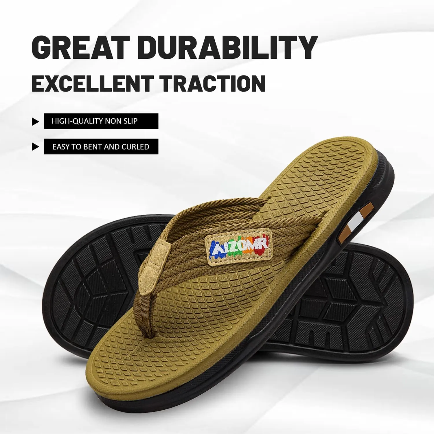 Mens Flip Flops Comfort Classical Beach Summer Sandals Open Toe Thong Slippers with Soft Cushion