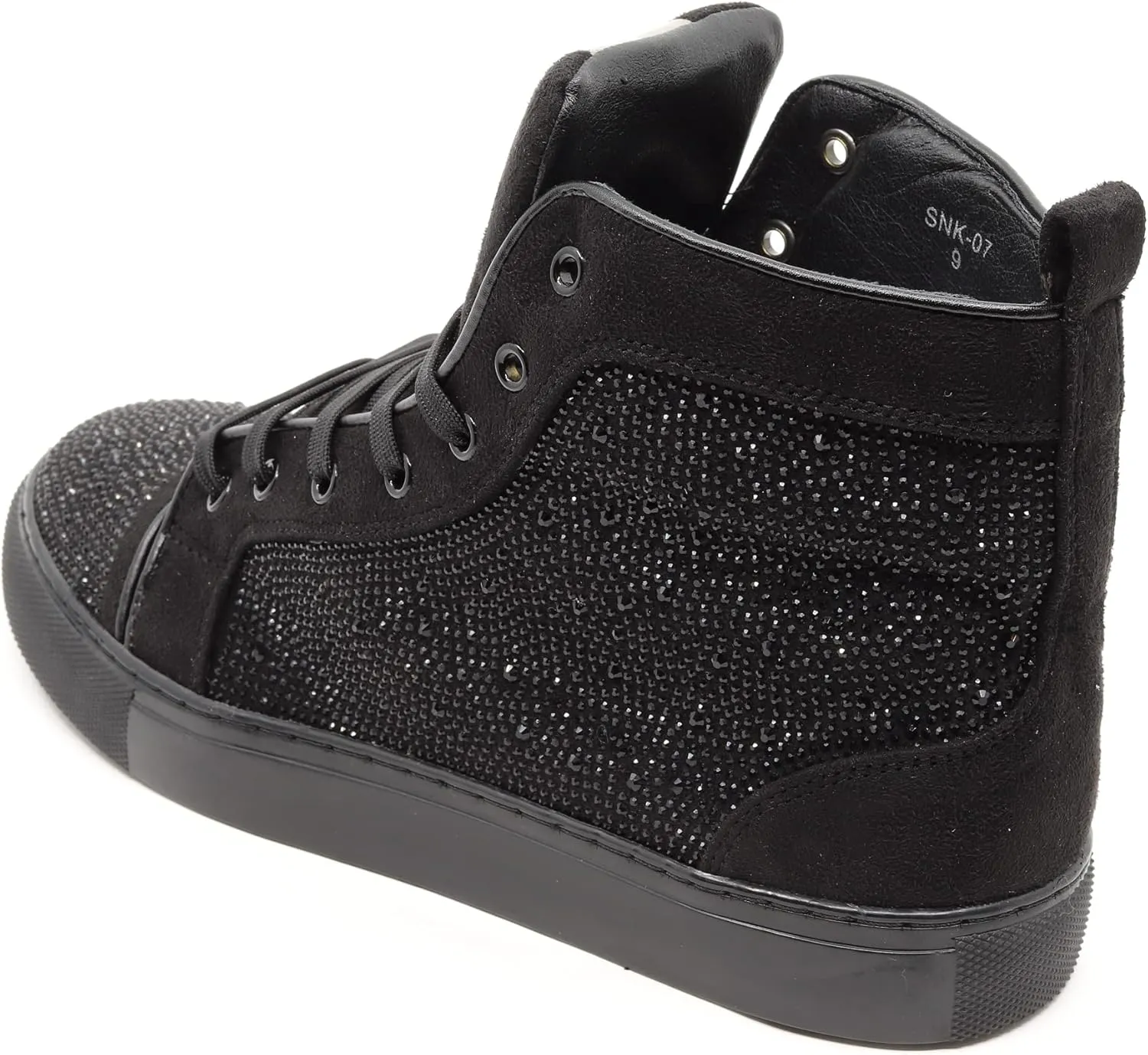 Men's High Top Crystal Shimmer Rhinestone Flat Fashion Casual Sneakers Shoes SNK-07
