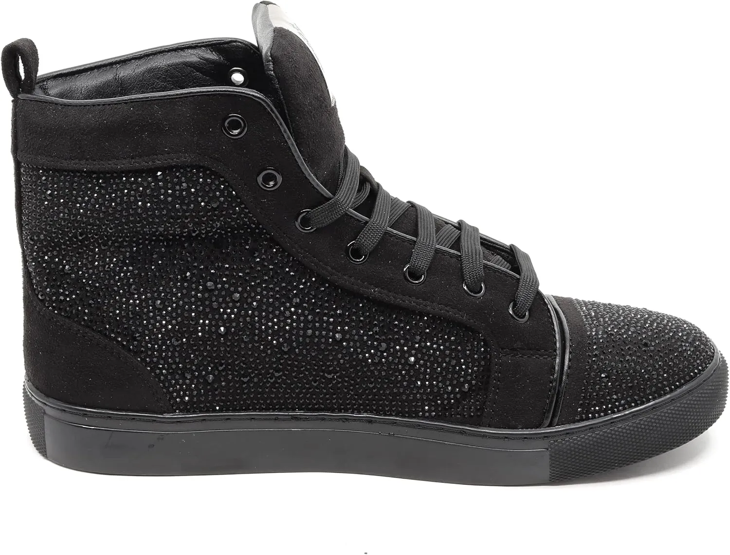Men's High Top Crystal Shimmer Rhinestone Flat Fashion Casual Sneakers Shoes SNK-07