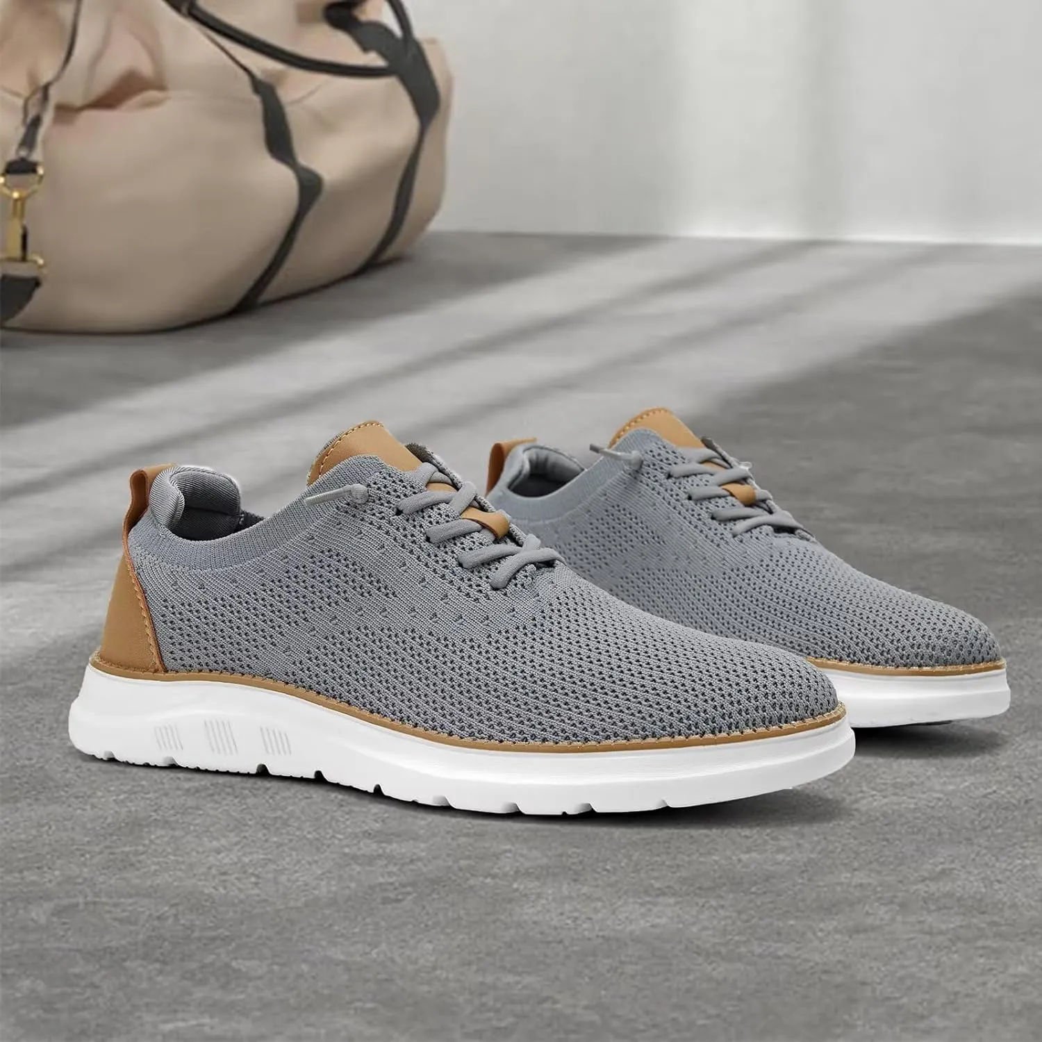 Men's Mesh Sneakers Oxfords Lace-Up Lightweight Casual Walking Shoes Driving Shoes