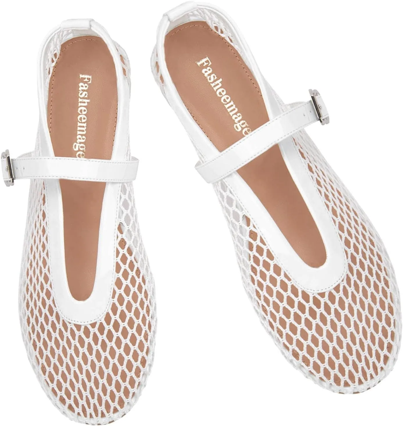 Mesh Flats for Women Mary Jane Flats with Straps Round Toe Buckle Slip on Flats Comfy Daily Casual Ballerina Shoes