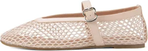 Mesh Flats for Women Mary Jane Flats with Straps Round Toe Buckle Slip on Flats Comfy Daily Casual Ballerina Shoes